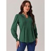 Seta T Women's V Neck Smocked Cuff Long Sleeve Pleated Casual Tunic Blouse - 2 of 4