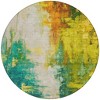Green And Gold Abstract Washable Indoor Outdoor Area Rug - 4 of 4