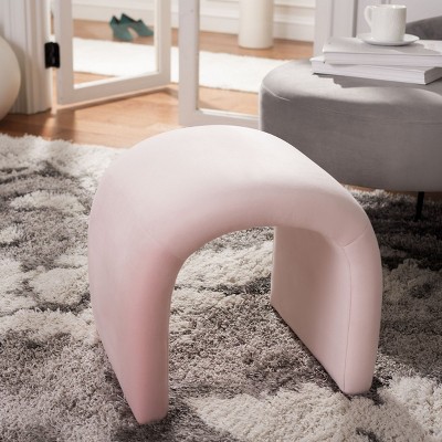Kibo Plush Velvet Light Pink Curved Ottoman