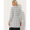 Allegra K Women's Plaid Tweed Doll Collar Winter Button Elegant Long Coat - 3 of 4