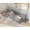 Canopy Floor Bed for Kids, Safe Montessori Bed with Guardrails, Four Poster Design Bed with Pine Wood Finish-Baofuwish - 3 of 4