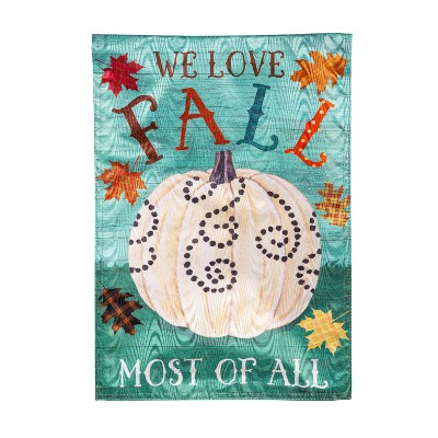 Evergreen We Love Fall Most of All Moire Garden Flag 12 x 18 Inches Indoor Outdoor Decor