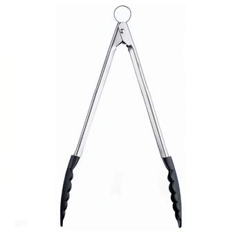 KitchenAid Gourmet Black Silicone-Tipped Stainless Tongs 