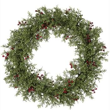 Sullivans Artificial Mini Leaf With Berries Wreath 20"H Green