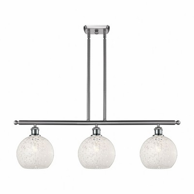 White Mouchette - 3 Light Stem Hung Island In Modern Style-10.5 Inches Tall and 36 Inches Wide