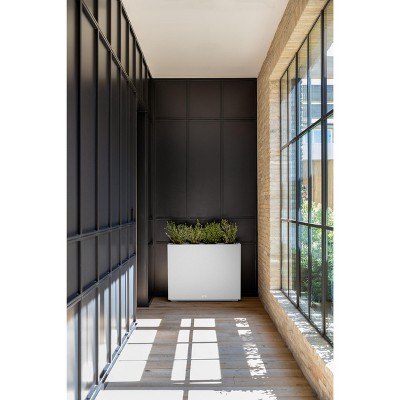 White Rectangular 30" Tall Modern Plastic Planter