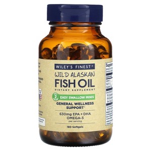 Wiley's Finest Wild Alaskan Fish Oil, Easy Swallow Minis, 180 Softgels - 1 of 3