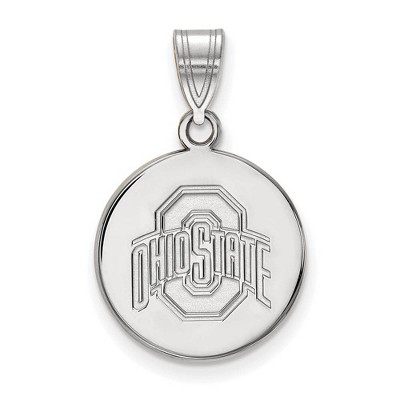 Black Bow Jewelry 14k White Gold Ohio State Buckeyes NCAA Medium Pendant