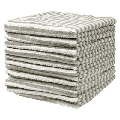 Unique Bargains Microfiber Absorbent Striped Cleaning Cloth 12 Pcs