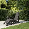 vidaXL Outdoor Patio Adirondack Chair with Detachable Footstool, Weather-Resistant HDPE and Steel Construction, Easy to Maintain, Anthracite - 2 of 4