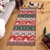 Christmas Decorations Rug for Bedroom Living Room Washable Rug Low Pile Non Slip Floor Cover Retro Foldable Soft Carpet for Playroom,Red Green/2'x6' - 2 of 4