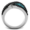 Slickblue Women’s Ring with Blue Zircon and Black Synthetic Crystal, Two-Tone IP Finish, Pave Design, Sizes 5-10 - 2 of 4