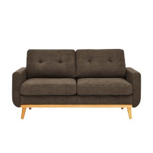 67.7" Wide Mid-Century Modern Upholstered Tufted Loveseat Sofa With Wooden Legs - 1 of 4