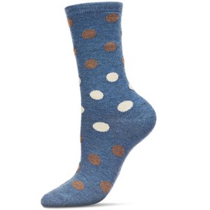 Memoi Women's Multi Shade Polka Dot Cashmere Blend Crew Socks - 1 of 3