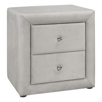 Vynxaria Upholstered Nightstand - 2 Storage Drawers, Transitional Style, Versatile Bedroom/Living Room Side Table