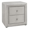 Vynxaria Art Deco-Inspired Fully Upholstered Nightstand - Chrome Legs, Crystal-Like Knobs, Glass Top, Bedroom Furniture - 2 of 4