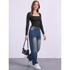 INSPIRE CHIC Women's Square Neck Long Sleeve Shirred Fitted Stretch Casual Basic Blouse - 3 of 4