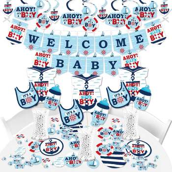 Pretty UR Party Nautical Party decorations Kit - 80 pcs includes Banner,  balloons, thank you, centerpiece, danglers, Nautical Party Supplies,  Nautical