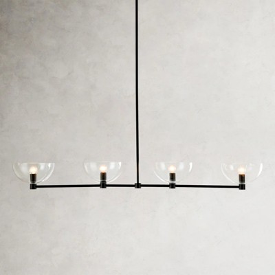 Rennnsan Averra 47" W 4 - Light Bowl Liner Glass Mid-Century Modern Dimmable Kitchen Island Pendant in Black