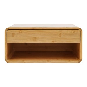 YIYIBYUS Bamboo Wall-mounted Nightstand, Bedside Cabinet with Drawer - 1 of 4