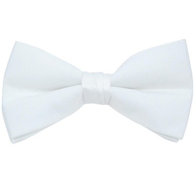 Thedappertie Young Boy's White Solid Color Pre-tied Adjustable Length ...
