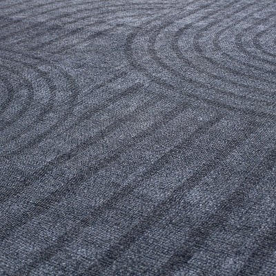 Dark Gray Geometric Flat Woven Machine Washable Area Rug