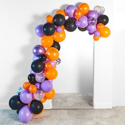 The Lakeside Collection Halloween Balloon Garland - Purple, Black, & Orange Balloons for Holiday Decor