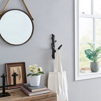Rustic Brown Cast Iron Tree Branch Wall Mount Coat Hooks Set