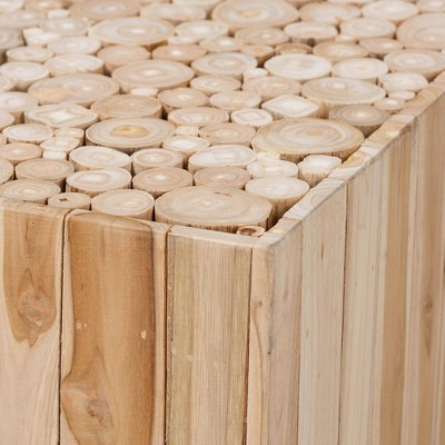 Augusta Natural Teak Wood Square Cocktail Table with Plinth Base