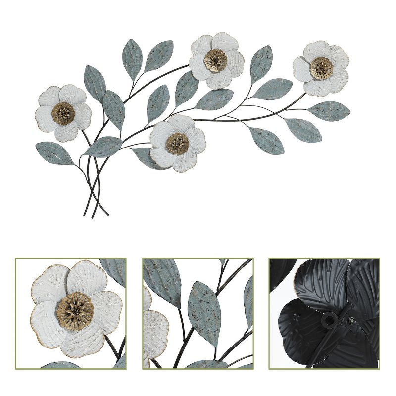 LuxenHome Magnolia Flowers Metal Wall Decor Multi-Color, 5 of 10