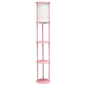 62.5" Round Modern Shelf Etagere Organizer Storage Floor Lamp with 2 USB Charging Ports and 1 Charging Outlet - Simple Designs - 1 of 4