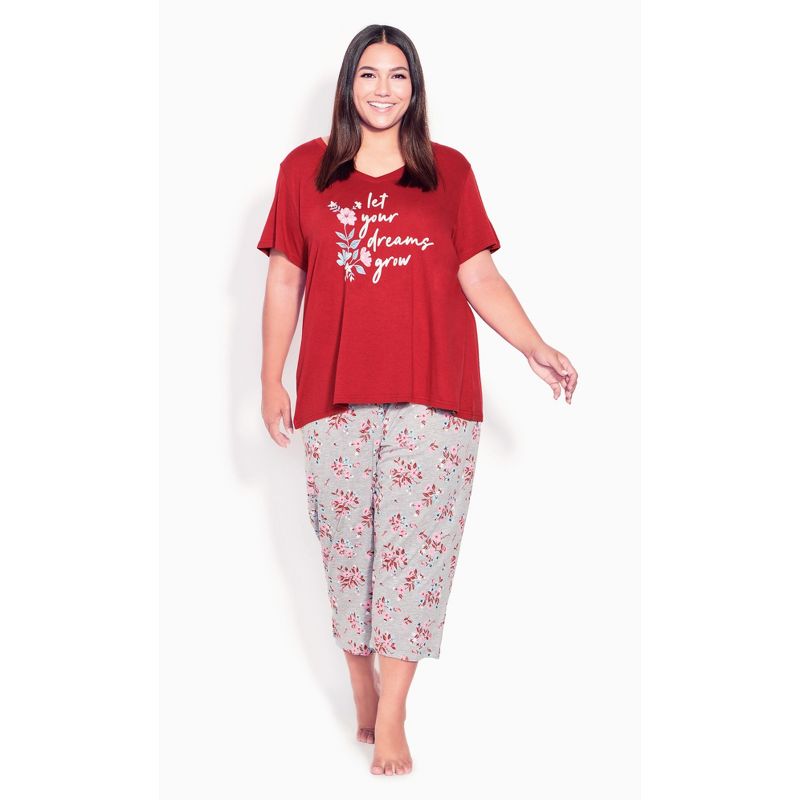 Women's Plus Size Dreams Grow Short Sleeve Sleep Top - red | AVENUE, 2 of 7