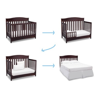 Emery Dark Chocolate 4-in-1 Convertible Crib with Curved Headboard