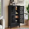 GDFStudio Rielle Rustic 55.51'' Tall Storage Cabinet with 1 Drawer, 2 Carved Doors and Adjustable Shelves - 2 of 4