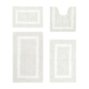 Hotel Bath Rug 100% Premium Cotton Tufted Weave Two Tone Reversible 4 Piece Bathroom Rug Set, Super Soft & Water Absorbent, Machine Washable Bathmat - 1 of 4