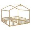 NicBex Double Twin Size Kids Montessori Bed with Wood Roof Frame,Floor Bed with Fence Design,Toddler bed for Bedroom Playroom,Gray/White/Brown - 4 of 4