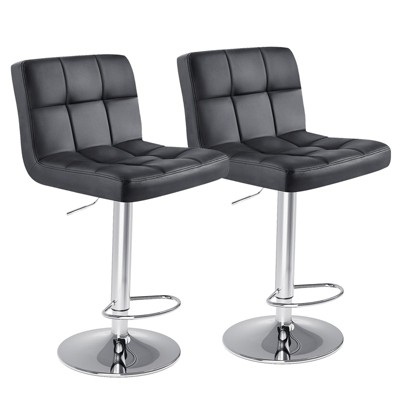 DOMETOUR Bar Stools Set of 2, Counter Height Barstools,Square Seat Cushion Barstool with Back, Height Adjustable PU Leather Swivel Barstool