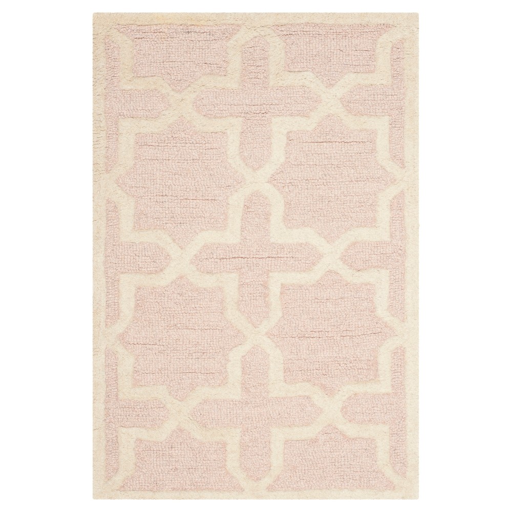 2'6inx4' Trellis Accent Rug Light Pink/Ivory - Safavieh