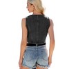 Women's Denim Crop Vest Cardigan Sleeveless V-Neck Button-Front Jean Vest Top - 3 of 3