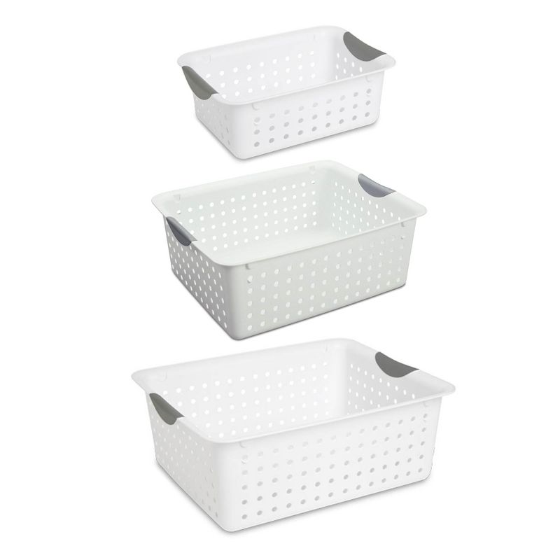 Sterilite Set of Ultra Plastic Storage Baskets with Handles Including 12 Small, 12 Medium, and 6 Large Containers for Home Organization, 30 Count, 1 of 7
