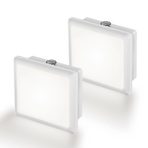 DORESshop 2-Pack 0.3W Plug-in White Night Light with Light Sensor, Square Wall Lamp, 5000K Daylight, US Dual Plug - 1 of 4