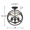 Franklin Iron Works Ellery Industrial Modern Ceiling Light Semi Flush Mount Fixture 14" Wide Bronze 3-Light Openwork Sphere Cage Shade for Bedroom - 4 of 4