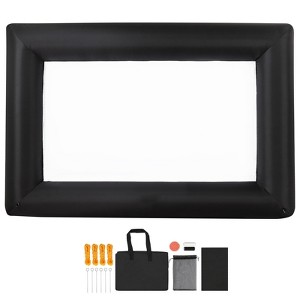 VEVOR 14FT Inflatable Projector Screen, Inflatable Movie Screen Outdoor with 120W Air Blower Projector Screen Oxford Fabric Material, Black - 1 of 4