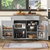 Wood Top Kitchen Cart with Storage, Mobile Storage Cart with Wheels, Compact Island for Small Kitchens or Dining Room-The Pop Home - 3 of 4