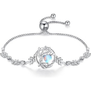 Tree of Life Birthstone Bracelet, Sterling Silver Charm Bracelet with Gemstone, Anniversary Birthday Christmas Gift for Women - 1 of 4