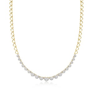 Ross-Simons 0.50 ct. t.w. Diamond Heart-Link Necklace in 18kt Gold Over Sterling - 1 of 3