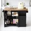 53.9" Rolling Kitchen Island Cart with Drop Leaf, 3-Tier Pull-Out Organizer, Internal Storage Racks,Towel Rack & Lockable Wheels, Kitchen Cabinets - 3 of 4