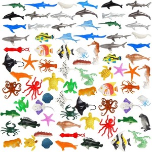 80-Piece Sea Creature Toys Set, Assorted Vinyl Plastic Ocean Animal Figures for Party Favors, Classroom Rewards and Cupcake Toppers - 1 of 4