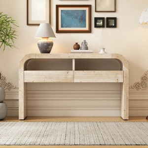 52" Console Table with 2 Drawers, Wooden Entryway Table with Open Shelf, Accent Sofa Table, Behind Couch Table for Living Room Hallway - 1 of 4