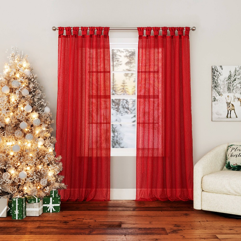 Photos - Curtains & Drapes 51"x63" No. 918 Sheer Krista Holiday Twist Tab Top Curtain Panel: Transiti